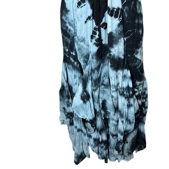 Advance apparel lace up tie front tie dye Gypsy bohemian layered dress OS - Picture 3 of 7